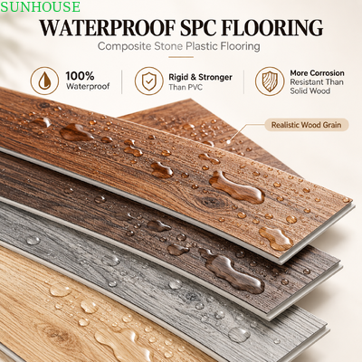 Ein guter Preis. Kommerzielle SPC-Klickböden mit 0,3 mm 0,5 mm 0,7 mm Verschleißschicht für Wohn- und Schwerverkehrsanwendungen online